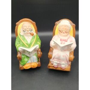 Vintage Lefton Japan Woman And Man Retirement Fund Piggy Bank Ceramic Set